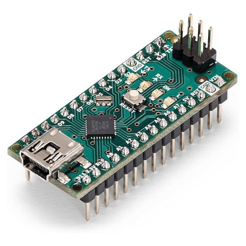 Arduino Nano [A000005] - Compact ATmega328P Microcontroller with 22 Digital I/O Pins, 8 Analog Inputs, USB Connectivity, and Arduino IDE Compatibility for Prototyping and DIY Projects