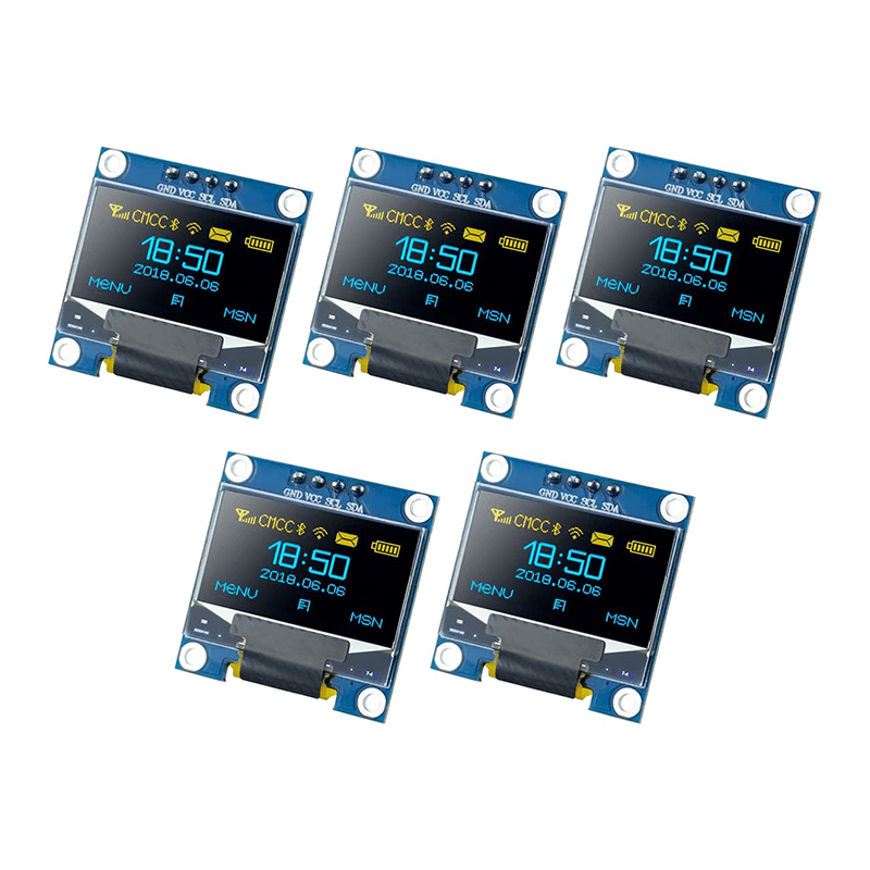 5 Pcs 0.96 Inch OLED I2C IIC Display Module 12864 128x64 Pixel SSD1306 Mini Self-Luminous OLED Screen Board Compatible with Arduino Raspberry Pi(Blue and Yellow)
