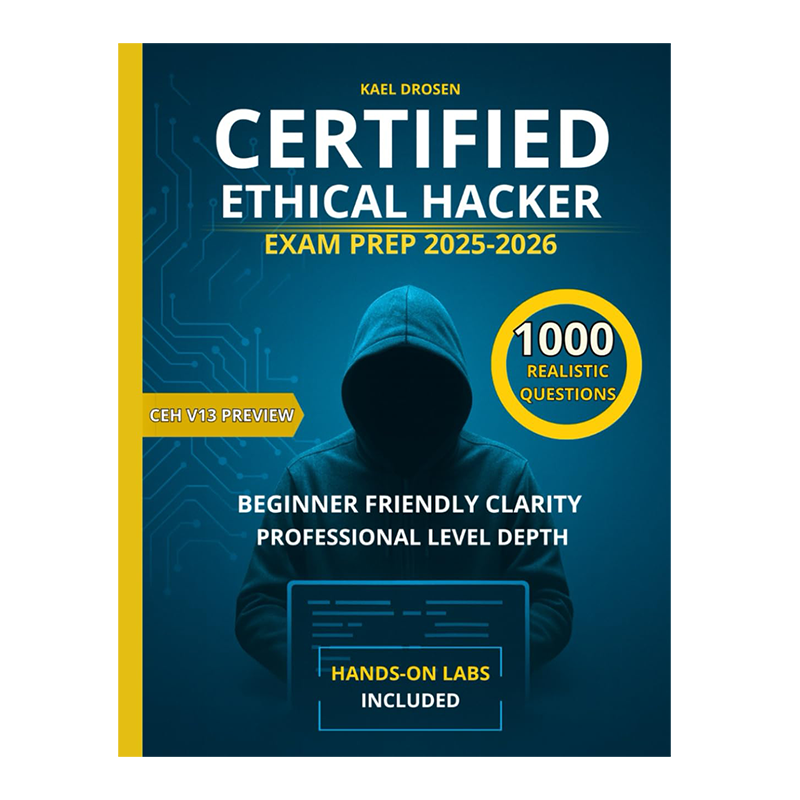CERTIFIED ETHICAL HACKER EXAM PREP 2025-2026: THE COMPLETE CEH v13 EXAM GUIDE WITH REAL PRACTICE QUESTIONS, HANDS ON LABS, AND EXPERT STRATEGIES FOR CERTIFICATION SUCCESS Paperback – October 21, 2025 by Kael Drosen (Author)