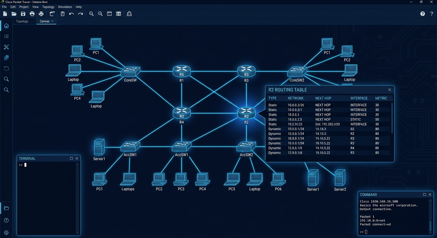 Routers, Switches, Firewalls, VLANs, ACLs, VPNs — Simulated Cisco Hardware, Real Configuration Skills