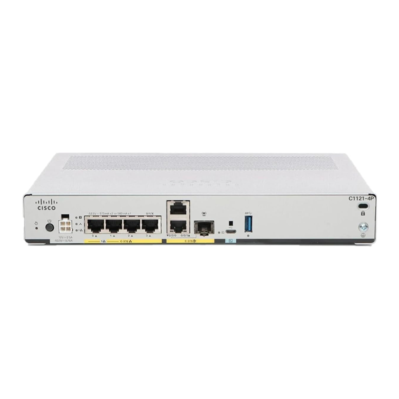 Cisco C1121-4P ISR 1100 Series 4-Port Dual GE/SFP Integrated Services Router w/ Power Adapter (Renewed)