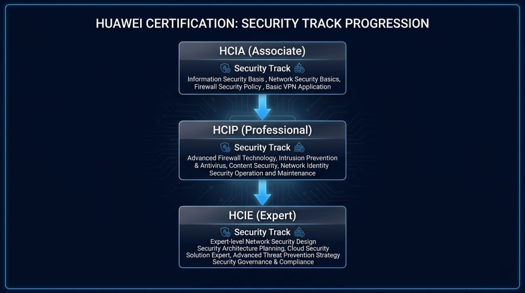 HCIA Associate → HCIP Professional → HCIE Expert: The Huawei Certification Hierarchy