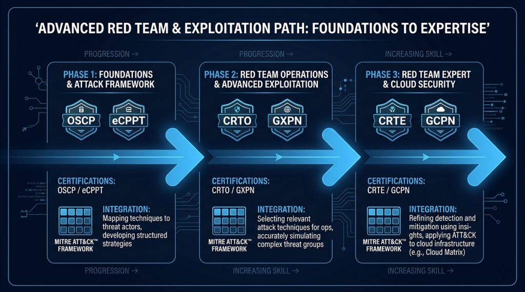 OSCP Foundation → CRTO Core Skills → CRTE/GCPN Advanced Emulation