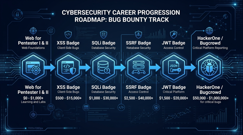 Web for Pentester → XSS → SQLi → SSRF → JWT → HackerOne / Bugcrowd — The Highest-Paying Vulnerability Path